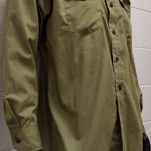 Vintage BOY SCOUTS AMERICA Shirt Long Sleeve Avocado Green Neck 15 1/2 Large - Picture 9 of 16